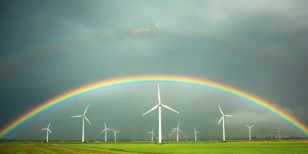 Wind farm near Wilster, northern Germany, as dark clouds gather over the country's wind industry