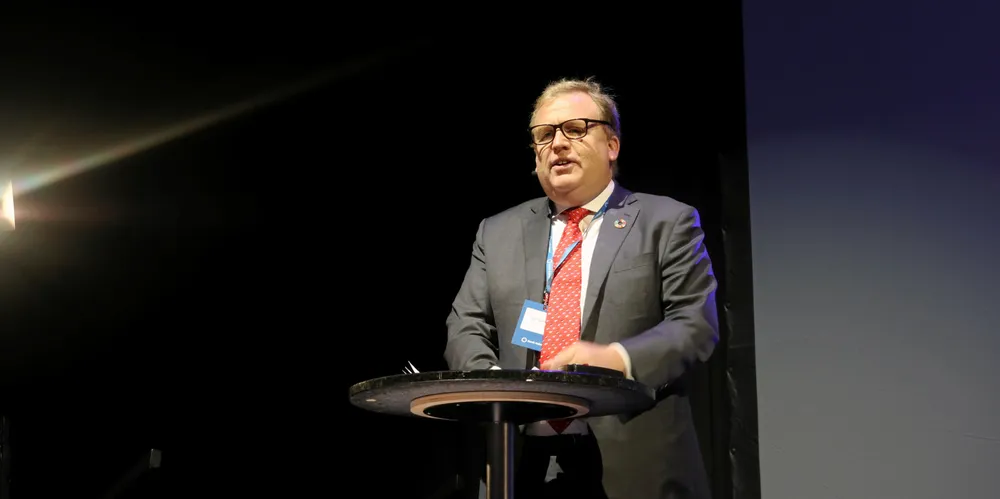 Geir Bjørkeli i Maritim Bransjeforening på Verftskonferansen i Ålesund.
