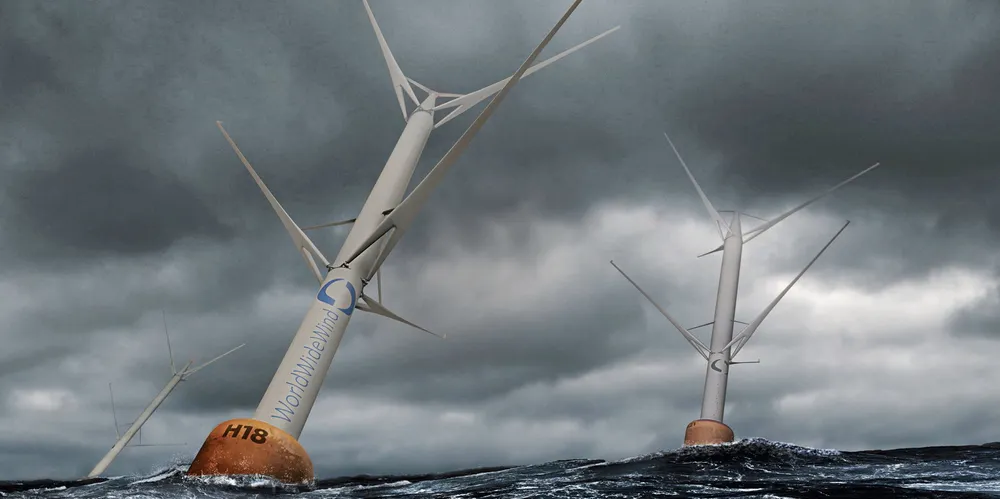 CGI of World Wide Wind's CRVT floating wind concept