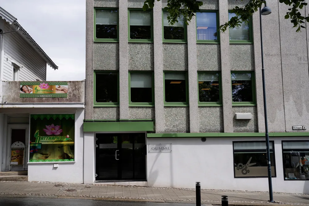 Kontoret til avdøde advokat Per Asle Ousdal i Sandnes, som er mistenkt for en enorm lånesvindel i Stavanger-området.