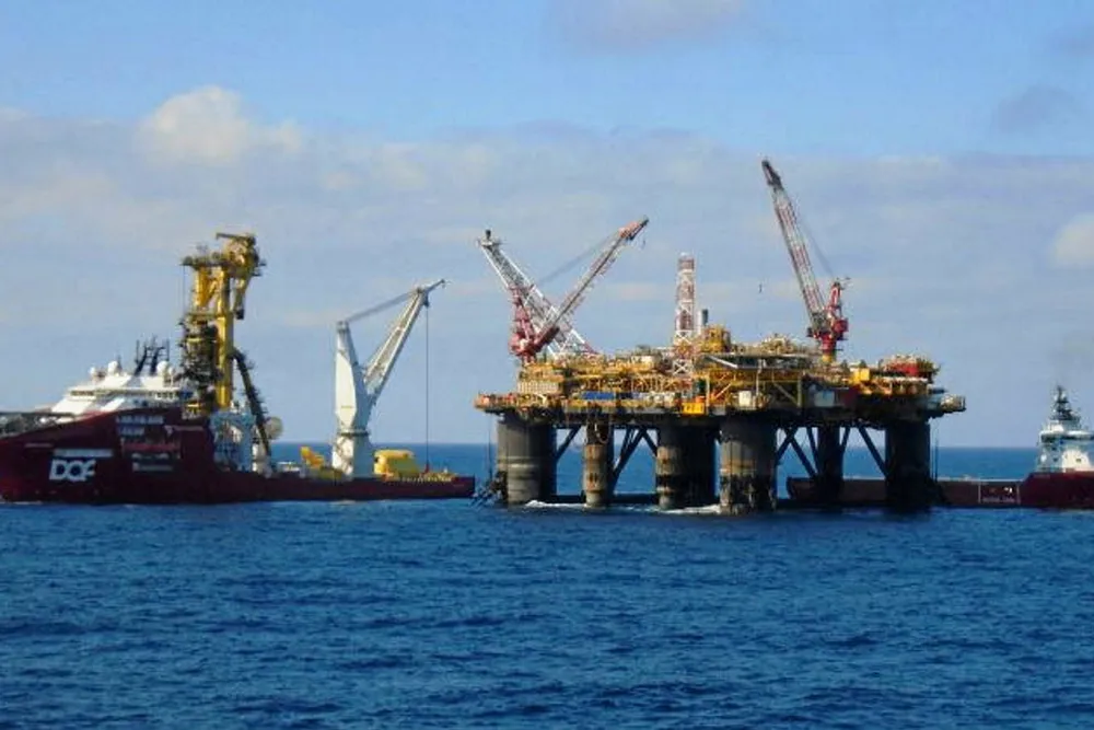 Offshore construction work: at the FPF-1 semisub ahead of the Vorlich field being brought on stream in November