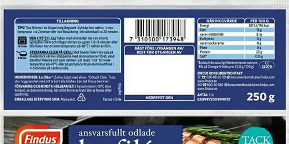 Findus ASC salmon.
