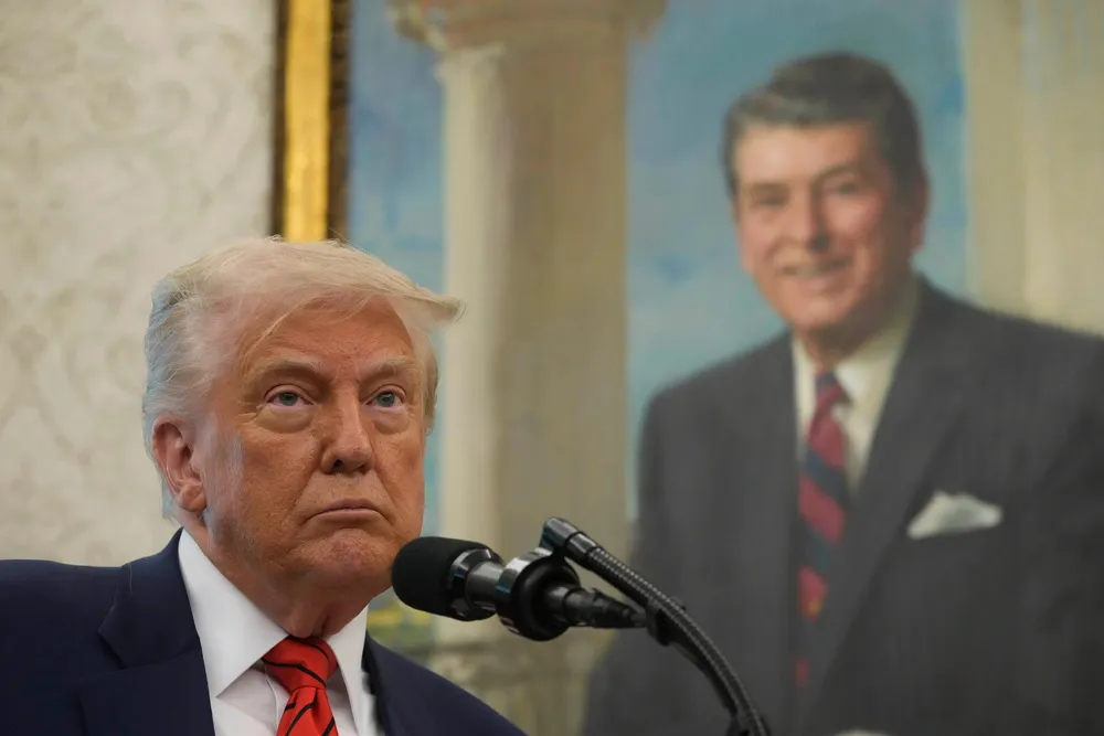 President Donald Trump in the White House's Oval Office on Tuesday.