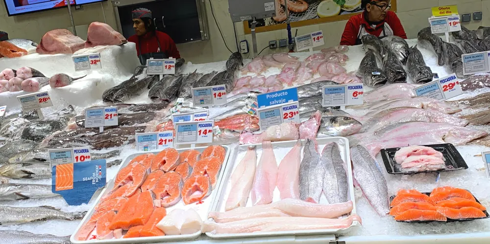 Norwegian seafood in a Spanish supermarket.