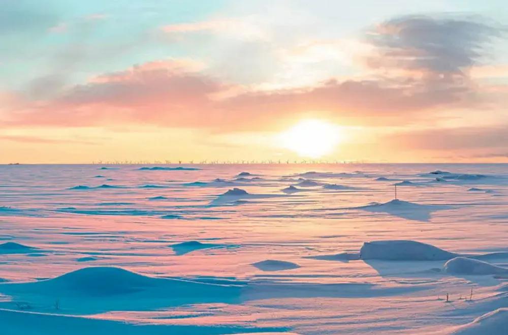 A visualisation of the wind farm on the horizon.