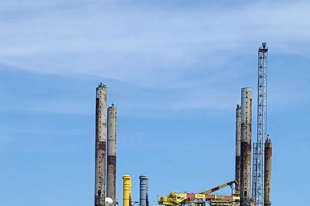 On the move: Boabarge 34 transporting the Deep Panuke jack-up production facility from the eponymous field off Nova Scotia, Canada to Halifax harbour in summer 2020.