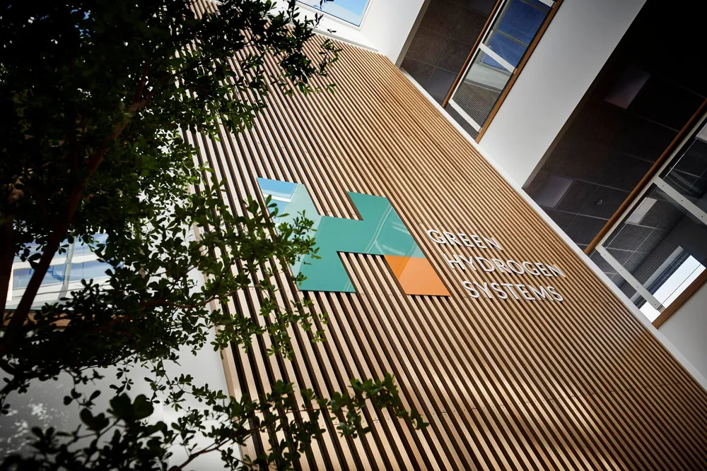 The Green Hydrogen Systems logo displayed at its head office.
