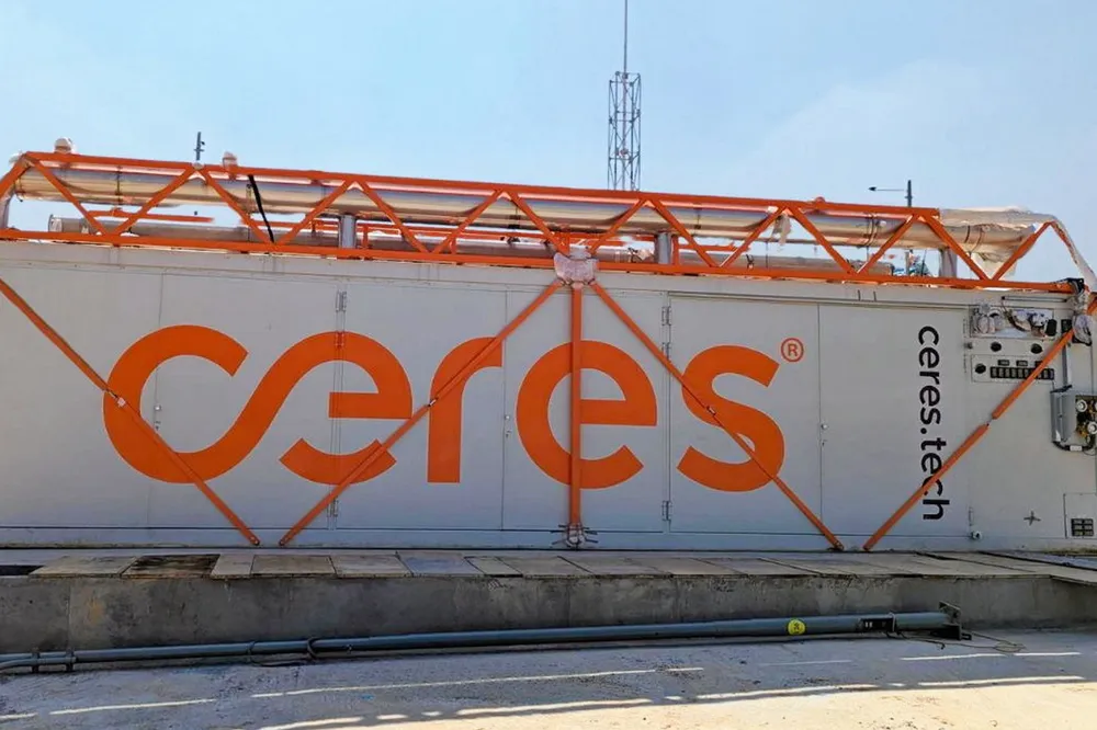 The 1MW containerised solid oxide electrolyser from Ceres installed at Shell's R&D site in Bangalore, India.
