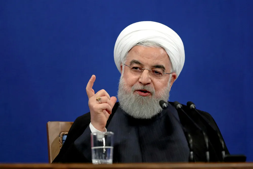 Heightened tensions: Iran's President Hassan Rouhani gives a press conference in Tehran