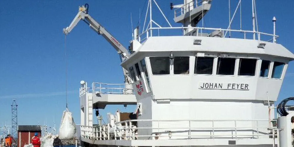 UT: Flere aksjonærer i Feyer AS vil ut av fiskeriet og dermed selges Egersund-tråleren "Johan Feyer". Arkivfoto: Fiskeridirektoratet.