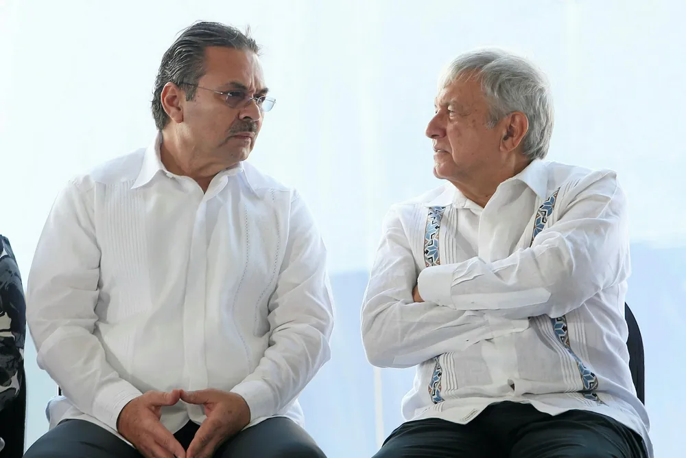New administration: Pemex chief executive Octavio Romero Oropeza and Mexican president Andres Manuel Lopez Obrador