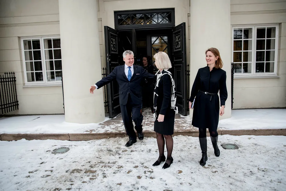 Lauri Rosendahl, konsernsjef i Nasdaq Nordic, mener at prosessen rundt budet fra Euronext var «åpenbart fiendtlig», og satser selv på en langt mer vennlig tilnærming. Her sammen med børsdirektør Bente Landsnes (i midten) og styreleder Catharina Hellerud.
