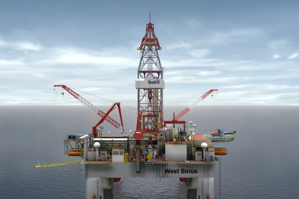 An artist's impression of the West Sirius semi-submersible drilling rig: which was designed by Friede & Goldman