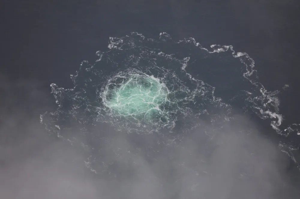 A leak from the Nord Stream 2 pipeline following the explosions in September 2022.