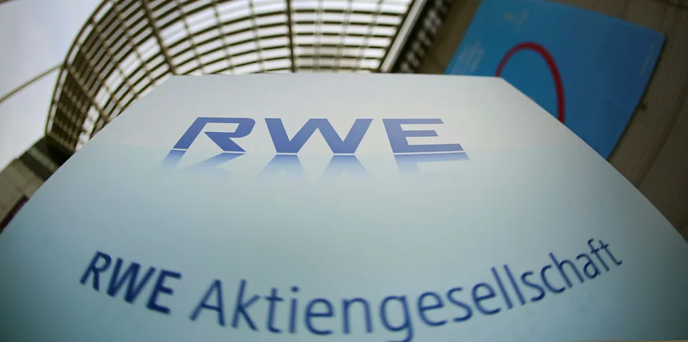 The logo of German energy supplier RWE can be seen in front of the company's headquarters in Essen, western Germany.