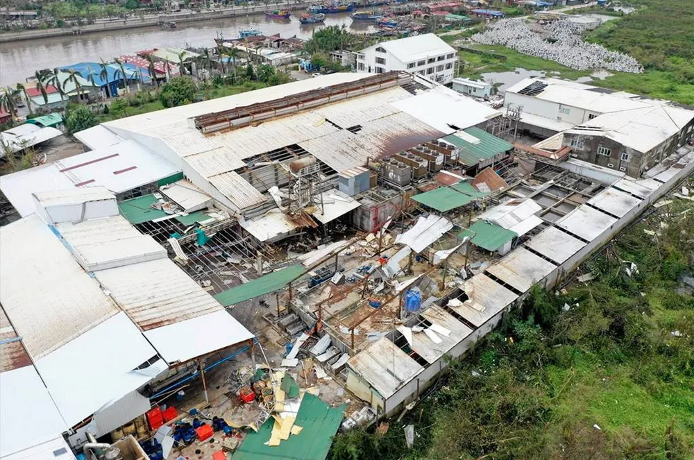 A un-named Vietnam seafood factory decimated by Super Typhoon Yagi.