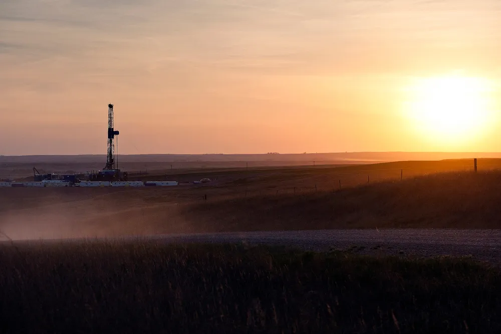 Rising output: a shale well in the Bakken formation in North Dakota