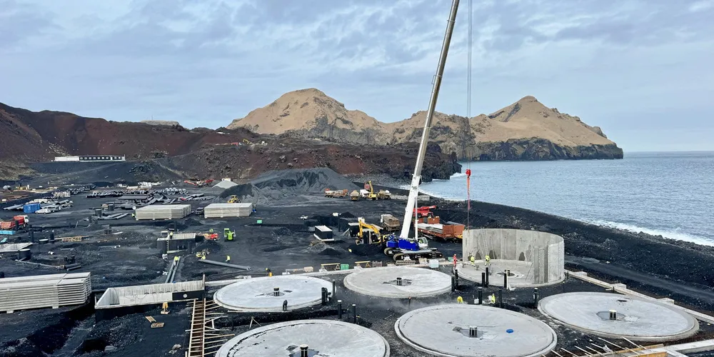 Land-based salmon farming project Laxey taking shape in Vestmannaeyjar, Iceland.