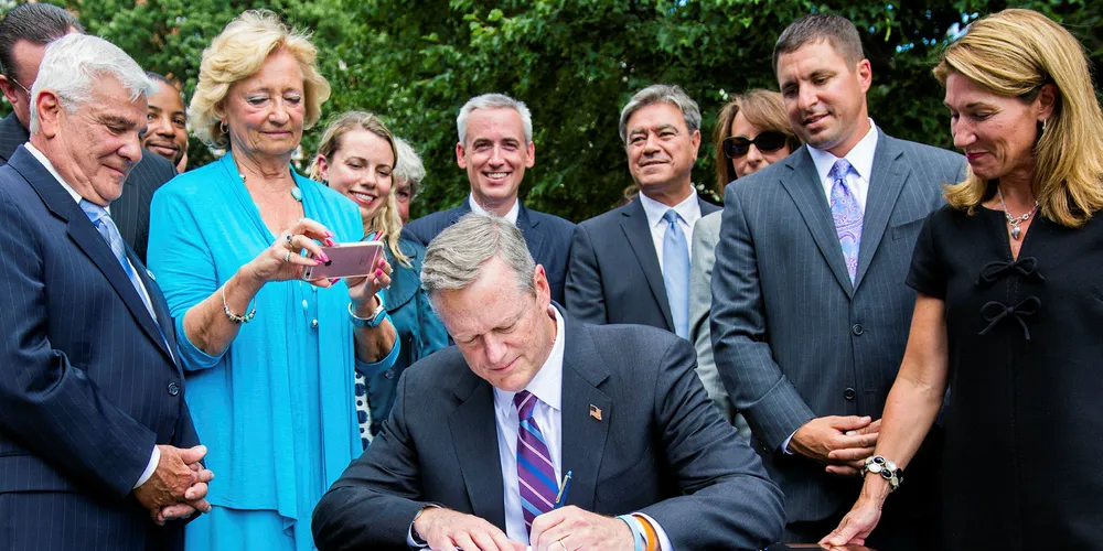 Charlie Baker, Massachusetts' Republican governor, signed a bill into law in 2016 that included the nation's first mandated offshore wind target.