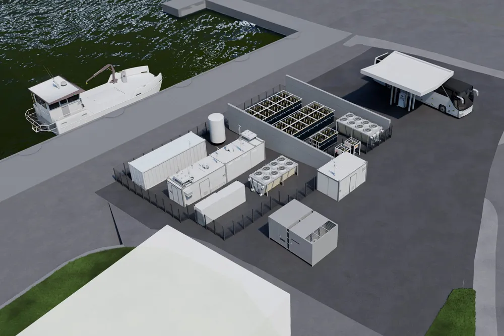 A computer-generated image of the Klaipeda Port green hydrogen project