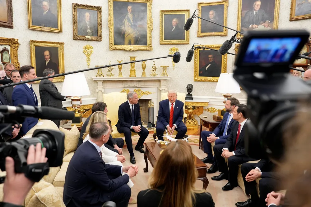 Canadas statsminister Mark Carney og USAs president Donald Trump møttes i Det hvite hus i Washington tirsdag.