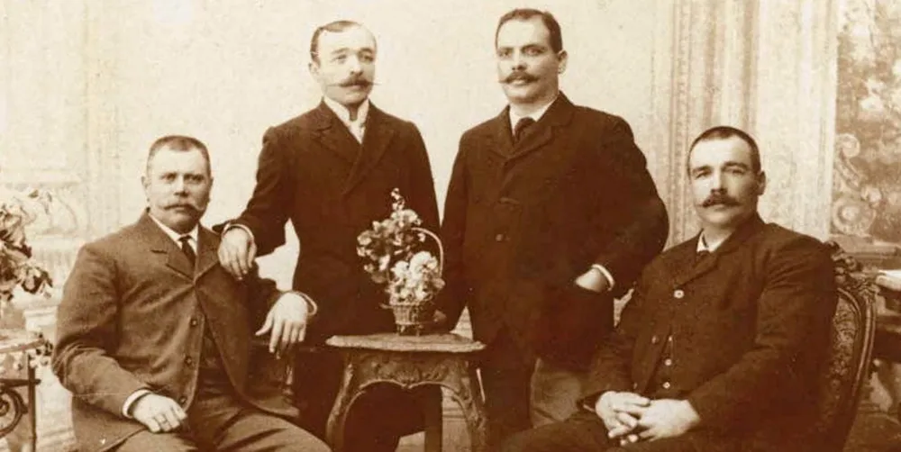 Founding fathers who managed another sort of energy transition: A 1905 picture of the owners of the steamship Marietta Ralli, the first ship co-owned by Patitsas' great-grandfather Christos M Lemos. From left: CI Hadjipateras, Xenophon Siderides, PM Lemos and CD Pateras.