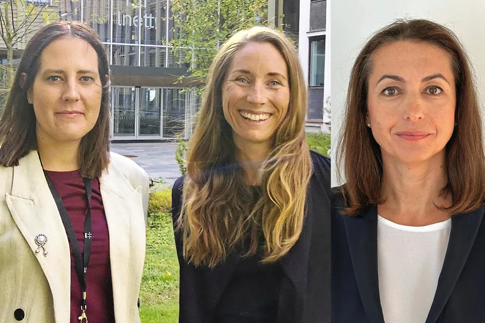 Fra venstre: Anette Helgesen, Christine Birkeland og Mirjana Perković-Sprenger – alle nyansatte direktører i Lnett.