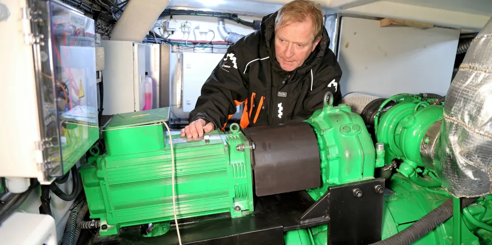 Selfa-eier og Hymatech-sjef Erik Ianssen har jobbet for å få ned utslipp på fiskebåter i mange år. Her på nye «Sundsbøen» som ble overlevert fra Selfa Arctic i fjor.