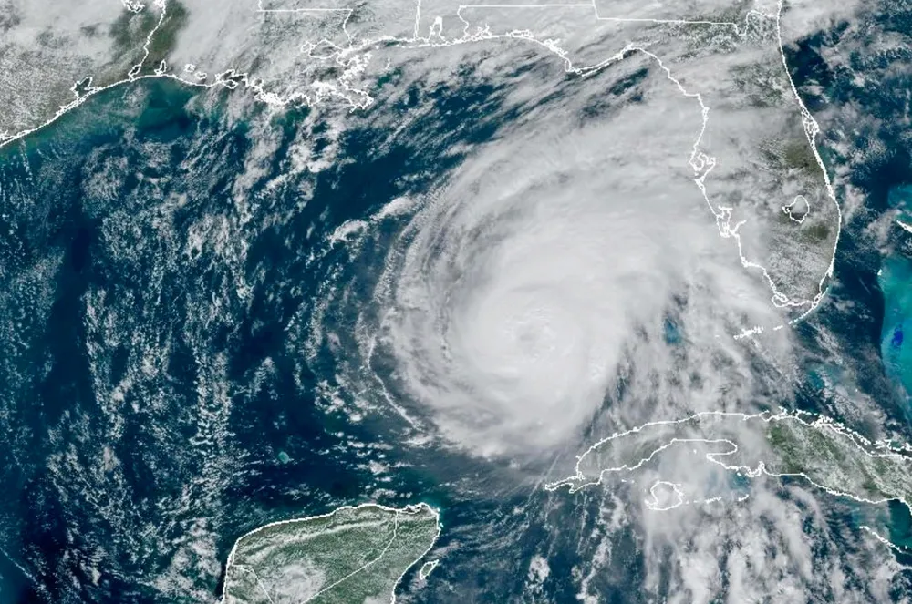 A GOES-East GeoGolor satellite image from 7 November and provided by the National Oceanic and Atmospheric Administration (NOAA), shows Hurricane Rafael in the Gulf of Mexico.