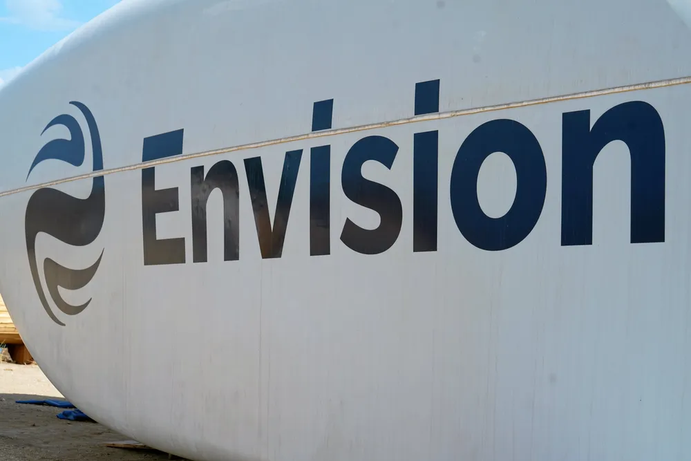 The nacelle of an Envision wind turbine.
