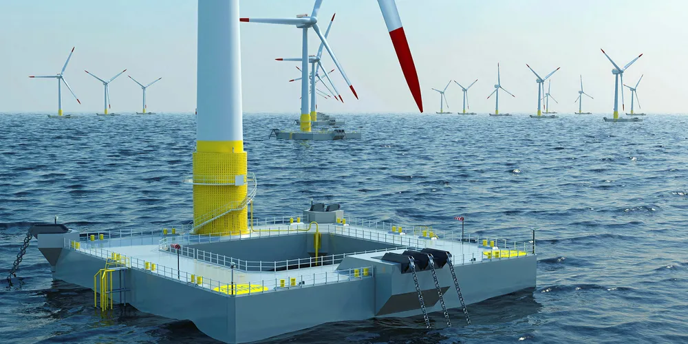 Artist's impression of a wind farm based on Ideol's open-centred 'damping pool' foundation