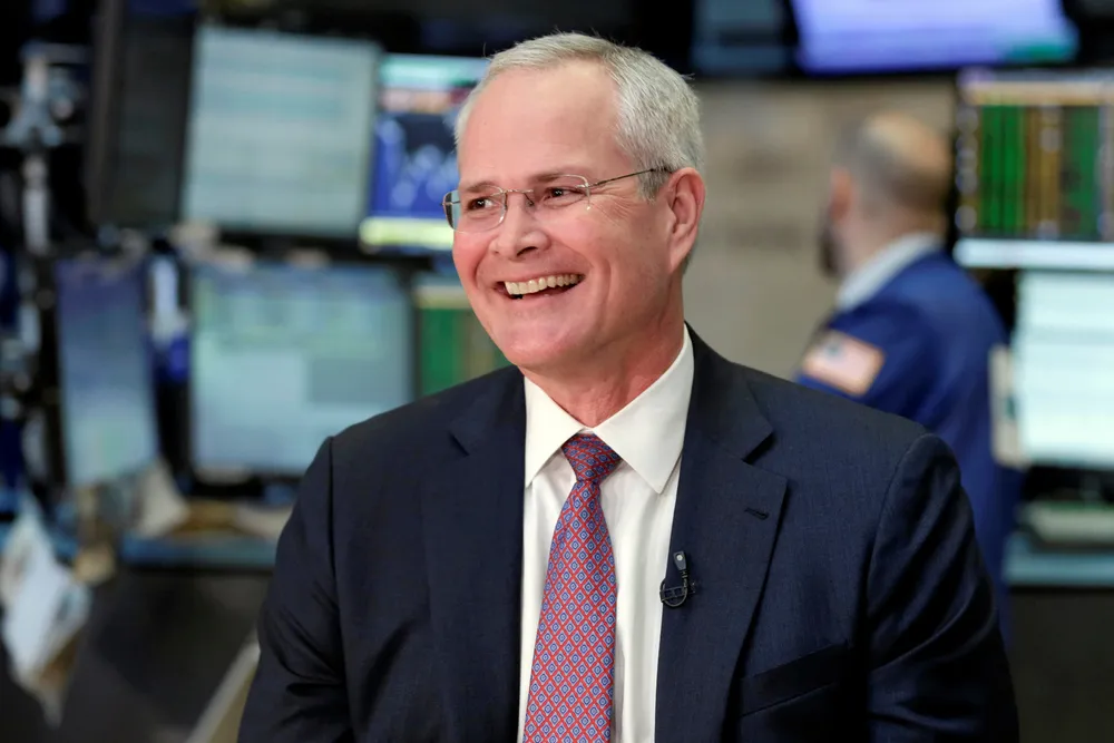 Reason to celebrate: ExxonMobil chief executive Darren Woods