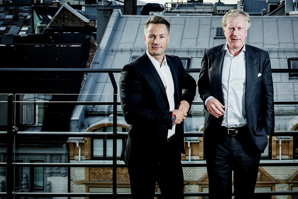 Investorene Runar Vatne (til venstre) og Carl Erik Krefting ble milliardærer på eiendom sammen. Så røk de uklar. Det nyeste søksmålet mellom de to er det Krefting som står for, gjennom deres felles selskap Søylen Eiendom. Her et arkivfoto fra 2015.