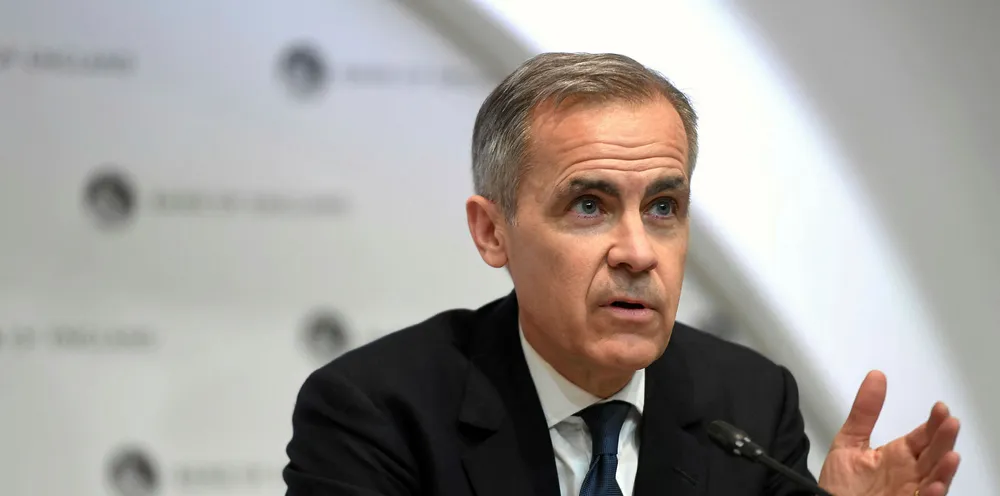 Mark Carney speaks during a news conference at Bank Of England.