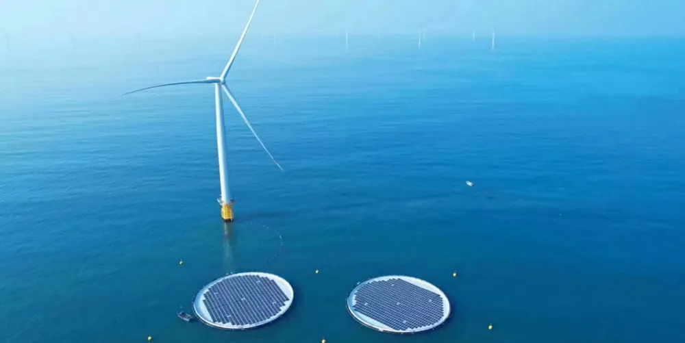 The floating solar arrays off Shandong.