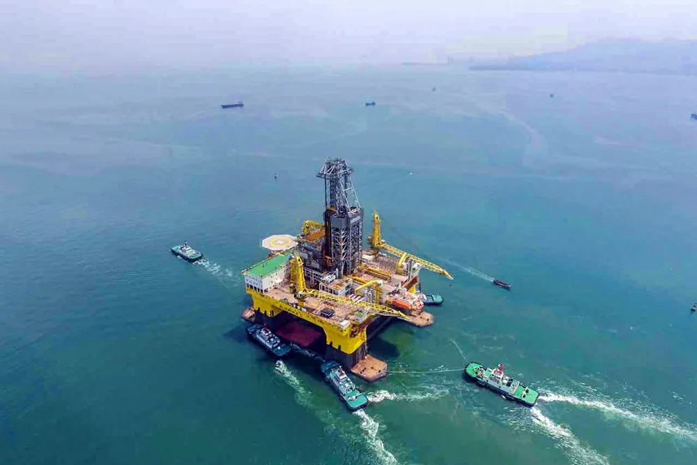 Rig of choice: the semi-submersible Bluewhale II drilled China’s first two gas hydrate wells.