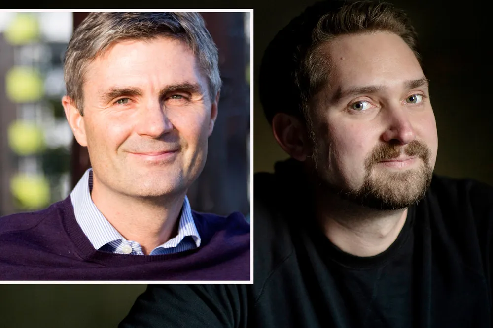 Cognite-sjef John Markus Lervik (innfelt) og Oda-sjef Karl Munthe-Kaas har vært med å gründe hvert sitt selskap verdsatt til mer enn én milliard dollar i såkalte venturetransaksjoner.