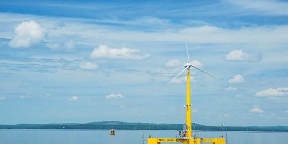 A prototype of homegrown floating wind technology that Maine hopes to deploy in deep waters off its coast