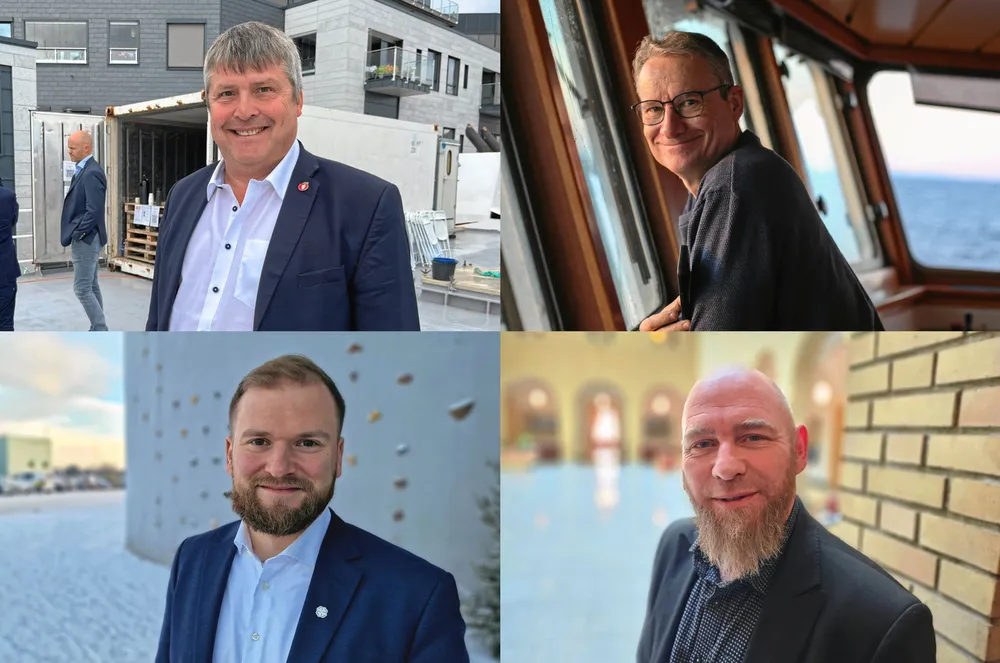 Fra oppe til venstre: Bengt Rune Strifeldt (Frp), Olve Grotle (H), Willfred Nordlund (Sp) og Geir Jørgensen (R).