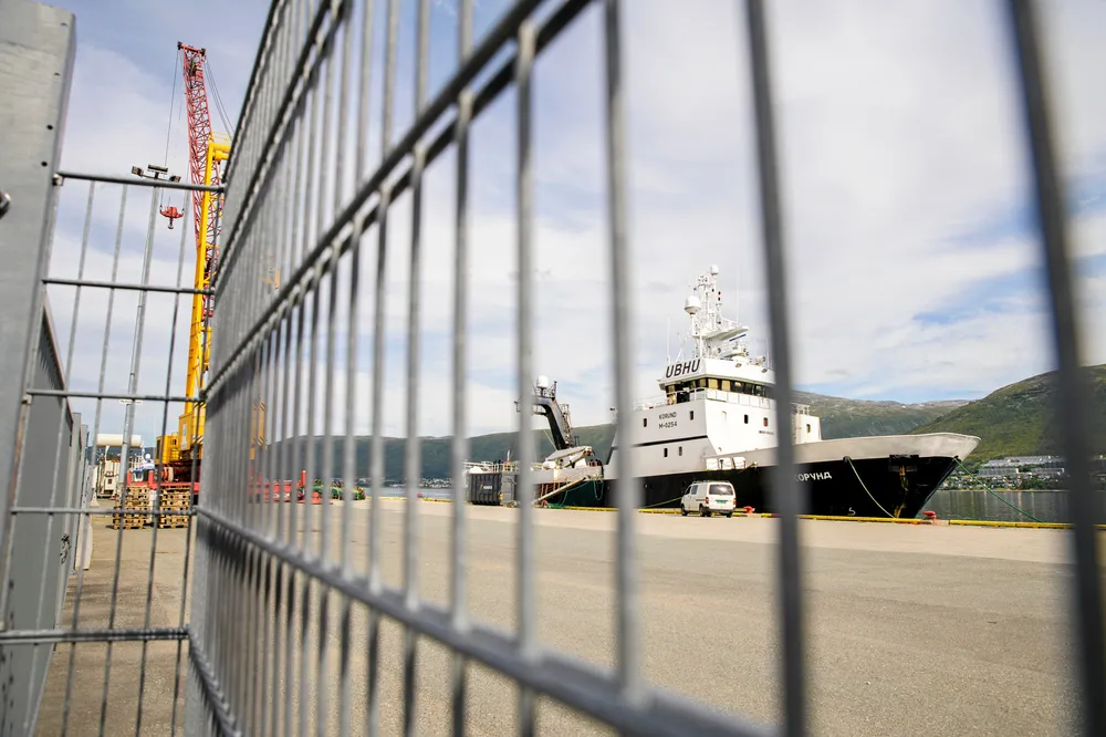 Korund, russisk fiskebåt ved Breivika havn i Tromsø.