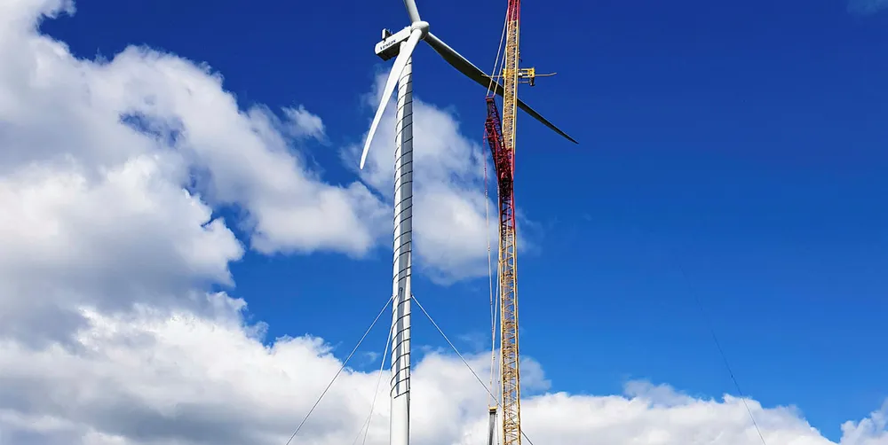 The Vestas cable-stayed tower.