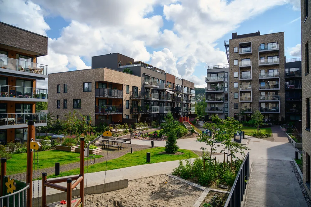 Obos-leiligheter i Frysjaparken på Kjelsås. Byggingen av leilighetene ble satt i gang i 2018.