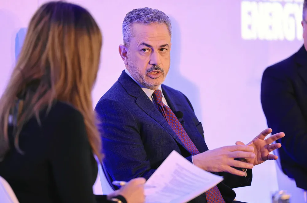 Libya National Oil Corporation chairman Farhat Bengdara speaking at IE Week 2024 in London.