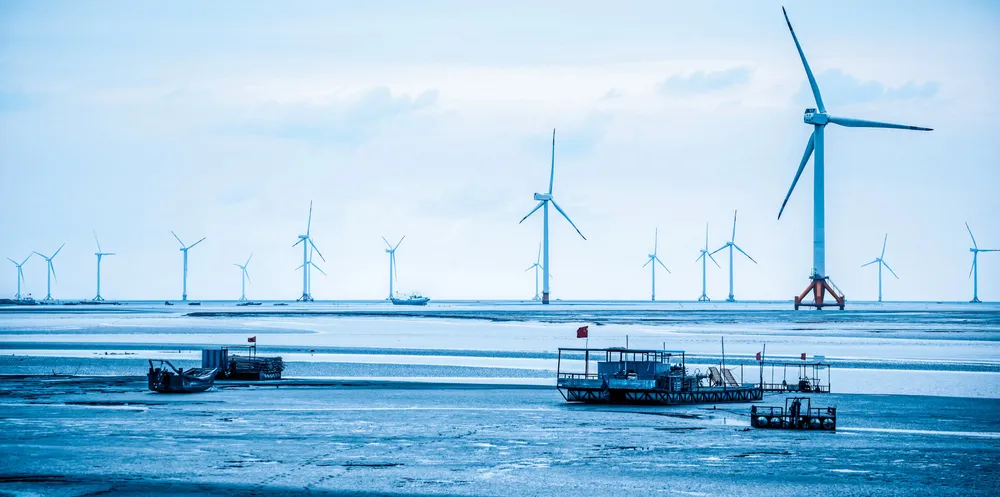 China's 131MW Longyuan Rudong intertidal wind farm off Jiangsu province