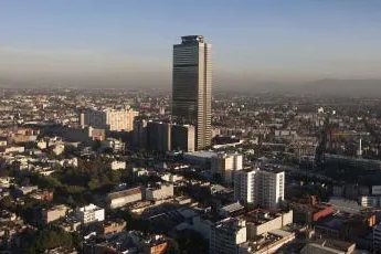 Standing tall: Pemex headquarters dominate the skyline in Mexico City