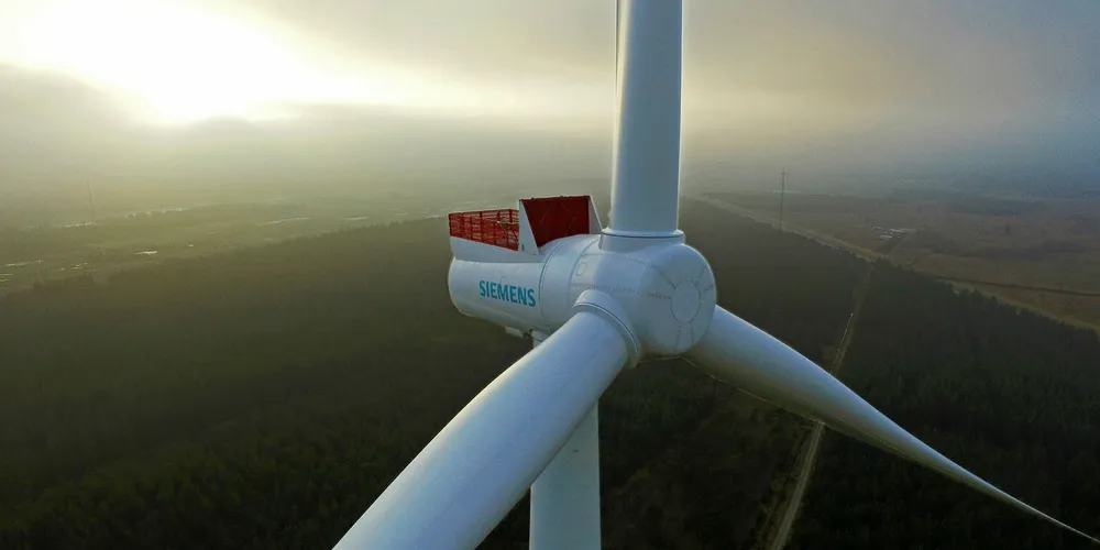 A prototype of the Siemens 8MW in Østerild, Denmark. Pic: Siemens
