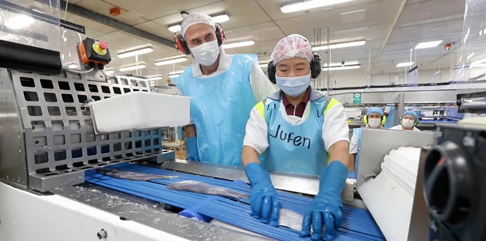Sealord CEO Doug Paulin on the factory floor at the company's Nelson processing factory.