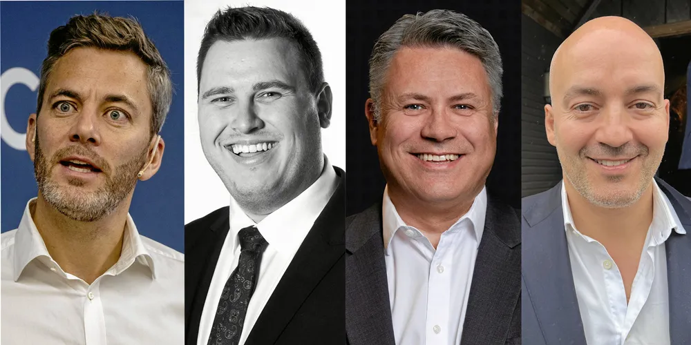 Tre børstapere og én vinner i 2023: Andreas Thorsheim (Otovo), Tommie Rudi (Skandia Greenpower) og Torbjørn Elliot Kirkeby-Garstad (Norsk Renewables) var blant taperne på børsen. Erik Sneve (Magnora) kunne derimot glede seg over kraftig oppgang i fjor.