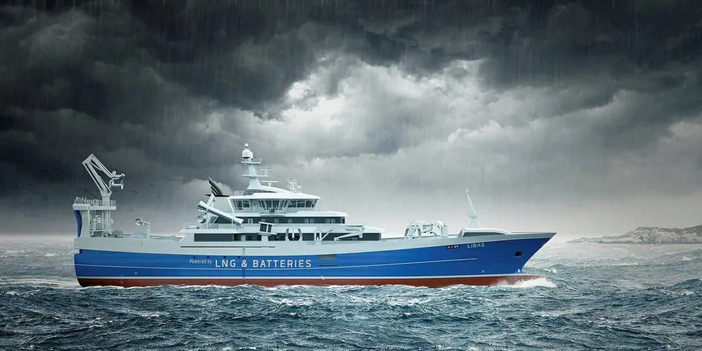 GASSBÅT: Liegruppen og Salt Ship Design AS bygger nå en ny og mer miljøvennlig «Libas».Illustrasjon: Salt Ship Design