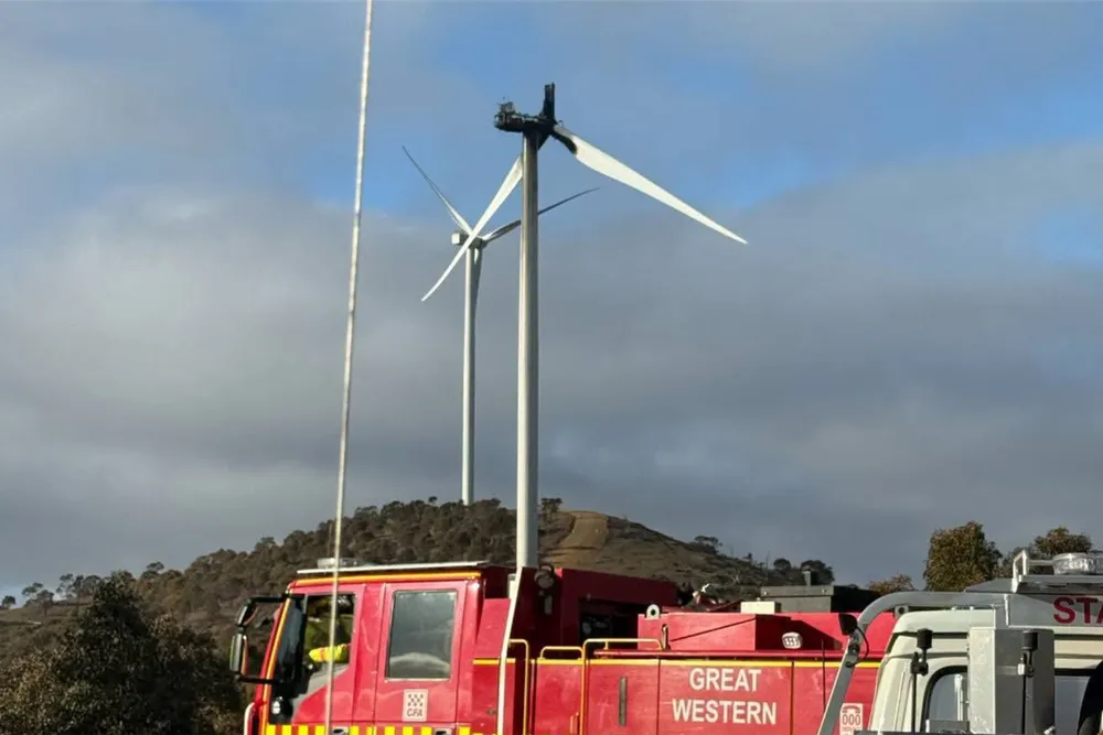 The fire destroyed the turbine nacelle and one of the blades.